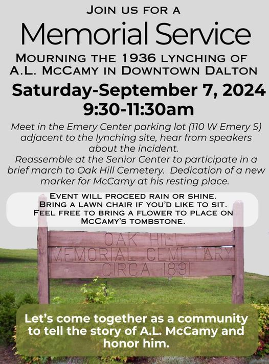 Memorial Service: Mourning of the 1936 Lynching of A.L. McCamy